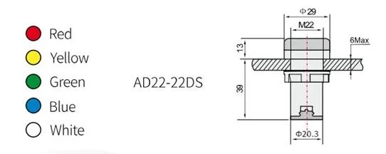 OEM Available 22mm Screw Terminal AC/DC 24V 48V 110V 230V 240V 380V LED Power Pilot Lamp Indicator