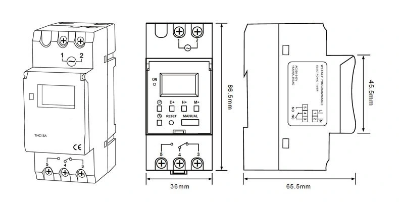 LCD Digital DIN Rail Ahc15A 180-250V Timer Time Switch