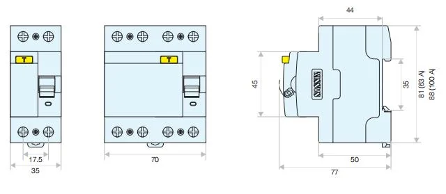 3SL6 63A 2p Residual Current Circuit Breaker with Anti False Wiring Design